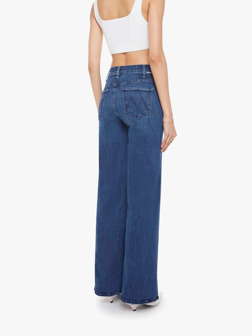 MOTHER Wide-Leg High-Rise Jeans in Deep Blue